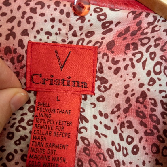V CRISTINA NWOT bright red faux leather jacket - Picture 2 of 5